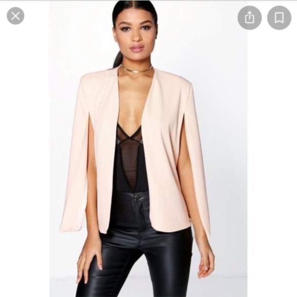 Nwt Boohoo Mia Cape Blazer Nude Pink 